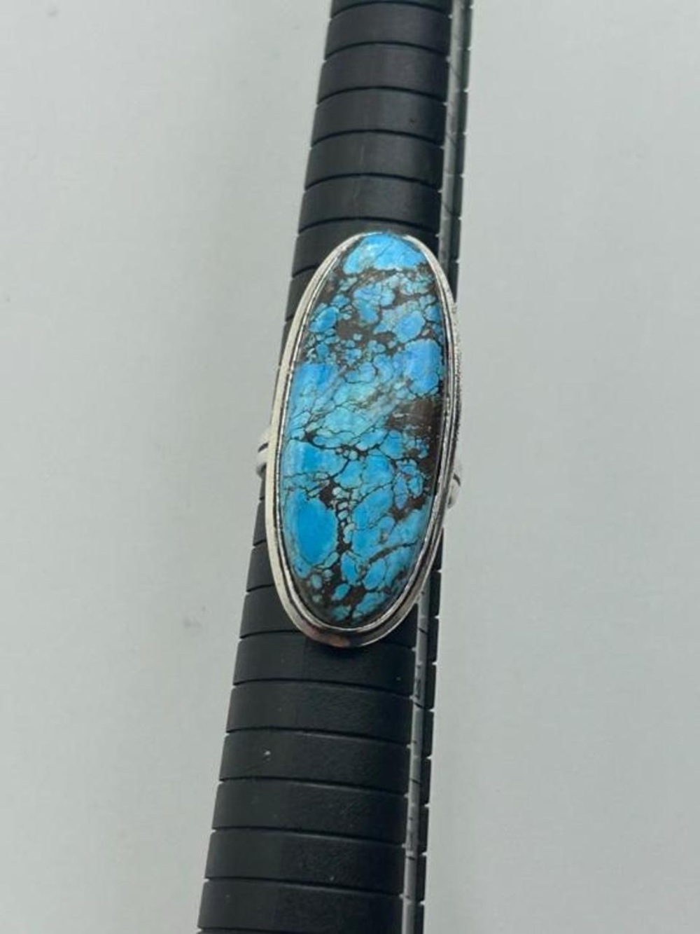 Turquoise Oval Ring - Blue Stone 925 Silver Ring